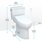 TOTO Drake WASHLET+ Two-Piece Elongated 1.6 GPF Universal Height TORNADO FLUSH Toilet with C5 Bidet Seat, Cotton White, Vitreous China, MW7763084CSFG#01