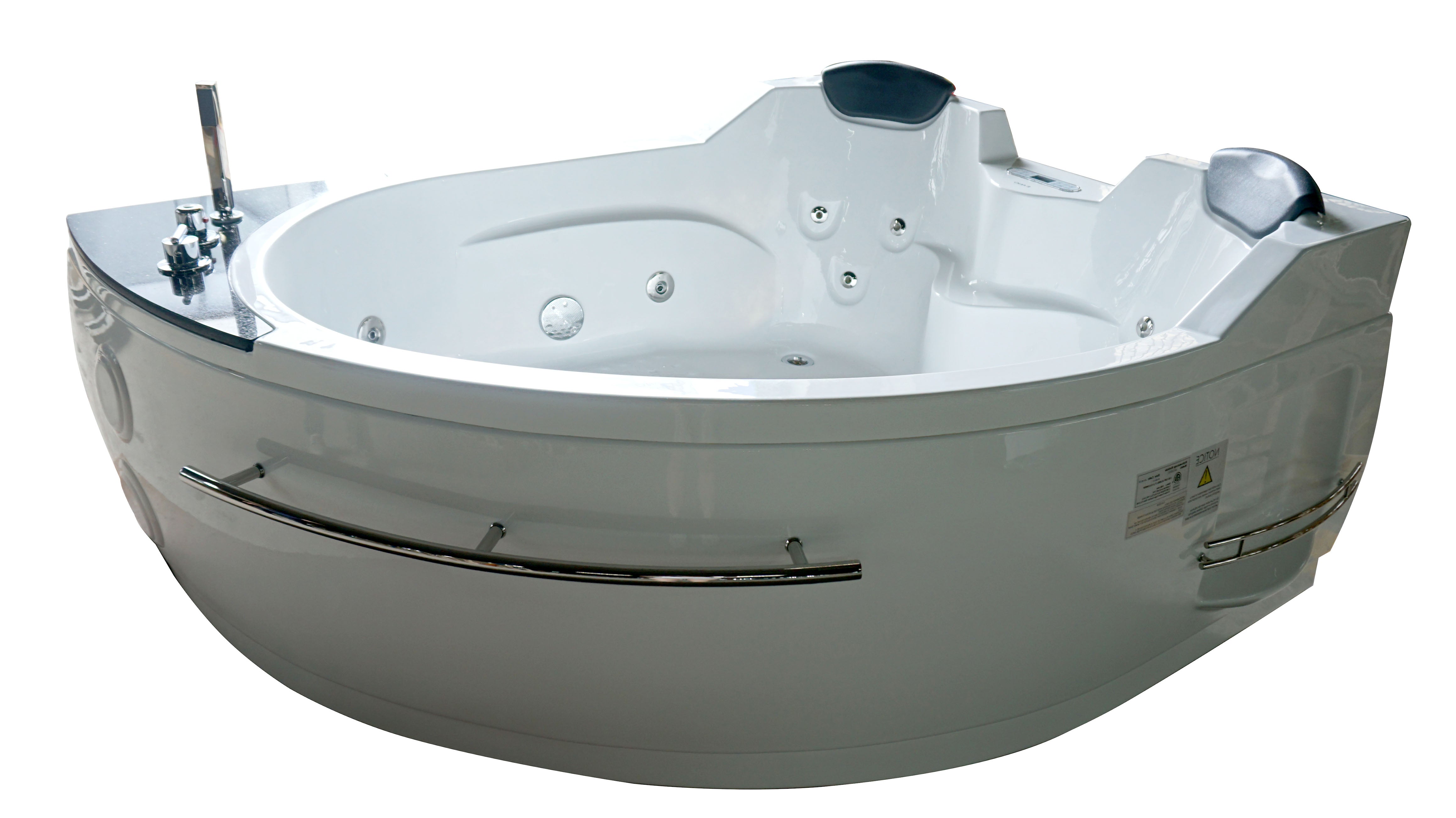 Eago 67" Acrylic Corner Neo-angle Round Bathtub, White, AM113ETL-L
