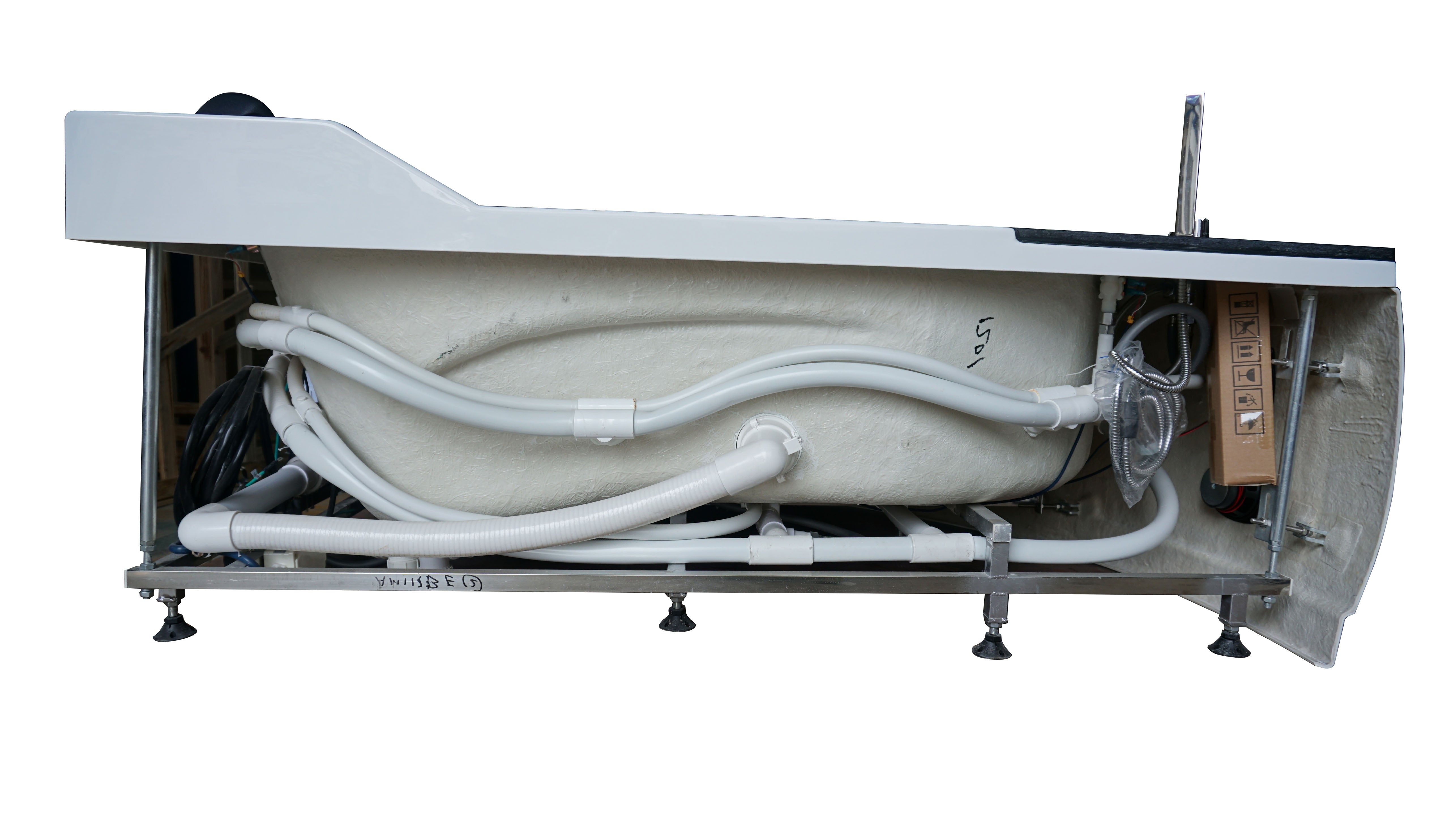 Eago 67" Acrylic Corner Neo-angle Round Bathtub, White, AM113ETL-L