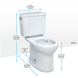 TOTO Drake Two-Piece Round 1.6 GPF Universal Height TORNADO FLUSH Toilet with CEFIONTECT, Cotton White, Vitreous China, CST775CSFG#01