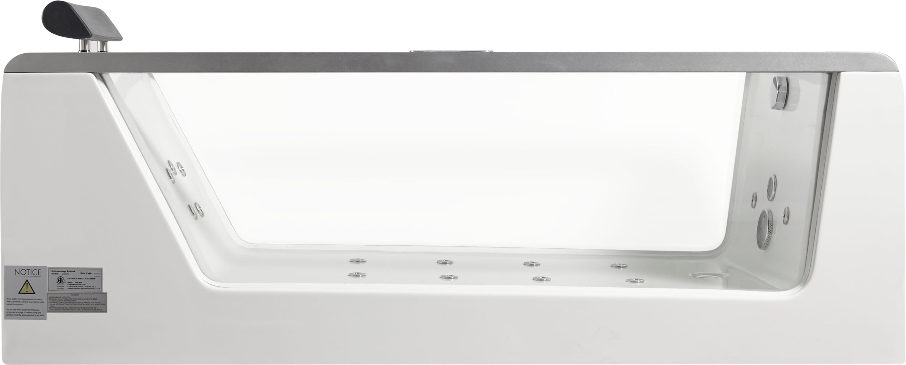 Eago 71" Acrylic Free Standing Rectangle Bathtub, White, AM152ETL-6