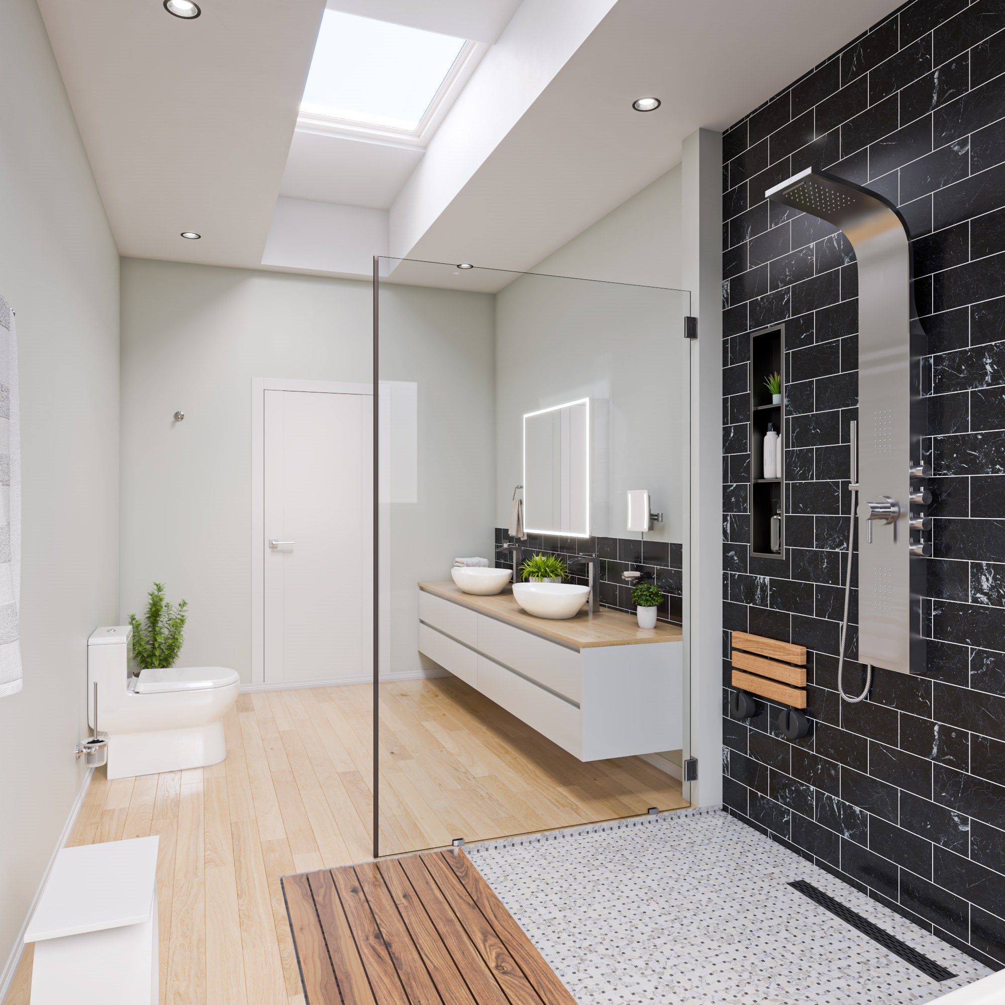 ALFI brand ABLD24C-BM 24" Black Matte Stainless Steel Linear Shower Drain with Groove Holes