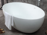 ALFI brand 67" Solid Surface Smooth Resin Free Standing Oval Soaking Bathtub, White Matte, AB9941