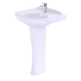 TOTO Dartmouth Rectangular Pedestal Bathroom Sink with Arched Front for Single Hole Faucets, Cotton White, Vitreous China, LPT642#01