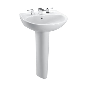Alternate Image for TOTO Prominence Oval Basin Pedestal Bathroom Sink with CEFIONTECT for 4 inch Center Faucets, Cotton White, Vitreous China, LPT242.4G#01
