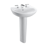 TOTO Prominence Oval Basin Pedestal Bathroom Sink with CEFIONTECT for 4 inch Center Faucets, Cotton White, Vitreous China, LPT242.4G#01