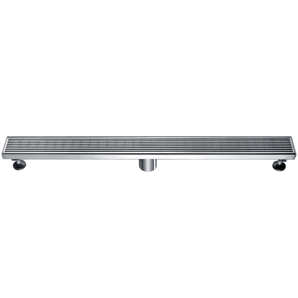 ALFI brand ABLD32D 32" Modern Stainless Steel Linear Shower Drain with Groove Lines, Grey