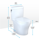 TOTO Aquia IV Cube Two-Piece Elongated Dual Flush 1.28 and 0.9 GPF Universal Height Toilet with CEFIONTECT, WASHLET+ Ready, Cotton White, Vitreous China, MS436124CEMFGN#01