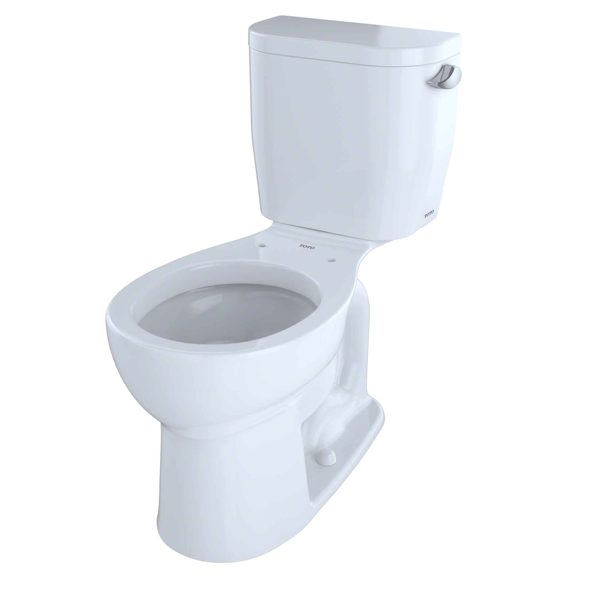 TOTO Entrada Two-Piece Round 1.28 GPF Universal Height Toilet with Right-Hand Trip Lever, Cotton White, Vitreous China, CST243EFR#01