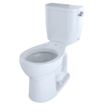 TOTO Entrada Two-Piece Round 1.28 GPF Universal Height Toilet with Right-Hand Trip Lever, Cotton White, Vitreous China, CST243EFR#01