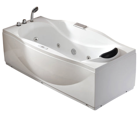 Eago 71" Acrylic Corner Rectangle Bathtub with Fixtures, White, AM189ETL-L