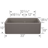 Blanco Ikon 33" Silgranit Farmhouse Sink, 60/40 Double Bowl, Volcano Gray, No Faucet Hole, 443115