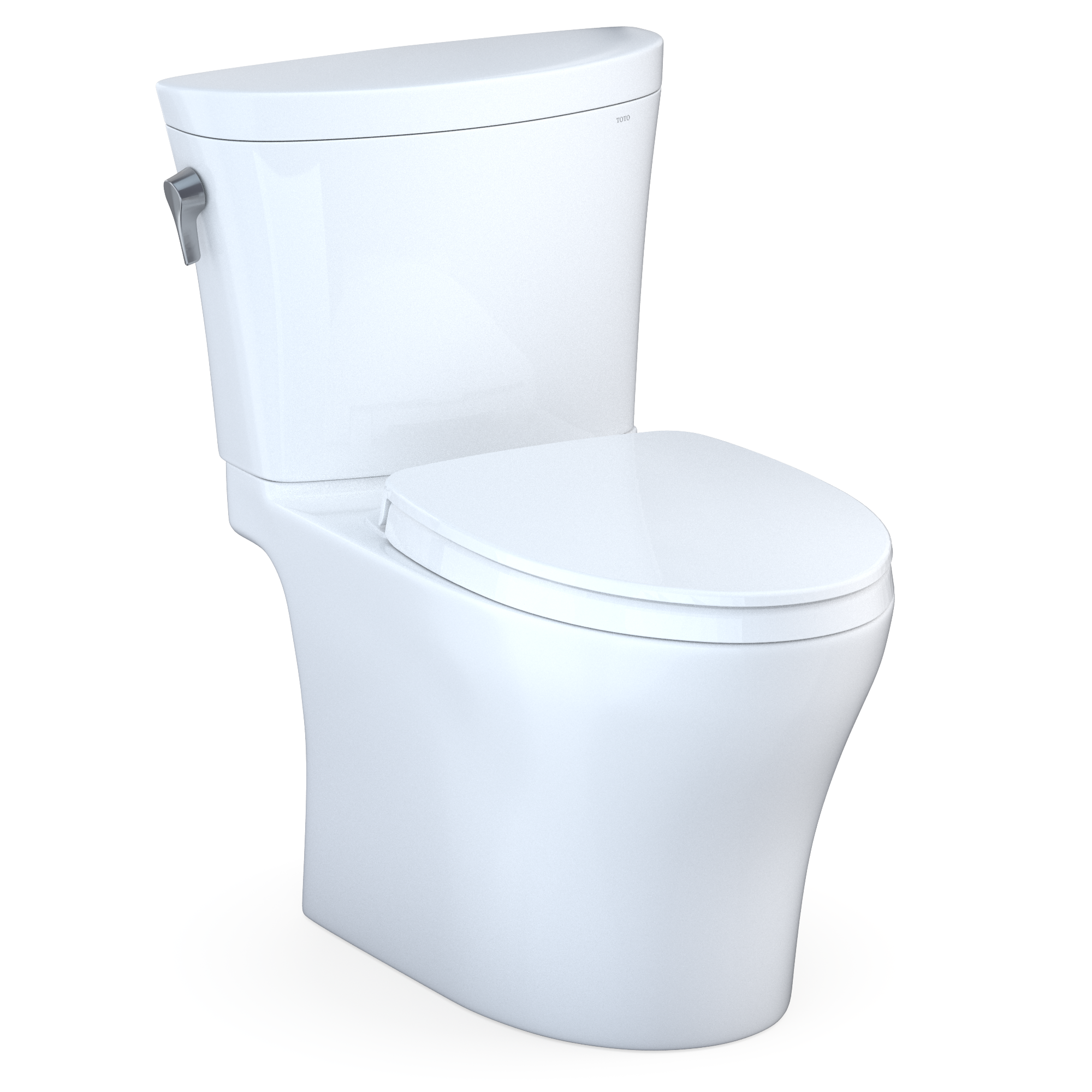 TOTO Aquia IV Arc Two-Piece Elongated Dual Flush 1.28 and 0.9 GPF Universal Height Toilet with CEFIONTECT, WASHLET+ Ready, Cotton White, Vitreous China, MS448124CEMFGN#01