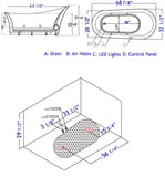 Eago 69" Acrylic Free Standing Oval Air Bubble Bathtub, White, AM2140