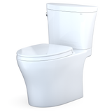 TOTO Aquia IV Arc Two-Piece Elongated Dual Flush 1.28 and 0.9 GPF Universal Height Toilet with CEFIONTECT, WASHLET+ Ready, Cotton White, Vitreous China, MS448124CEMFGN#01