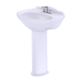 TOTO Whitney Oval Pedestal Bathroom Sink for 4 Inch Center Faucets, Cotton White, Vitreous China, LPT754.4#01