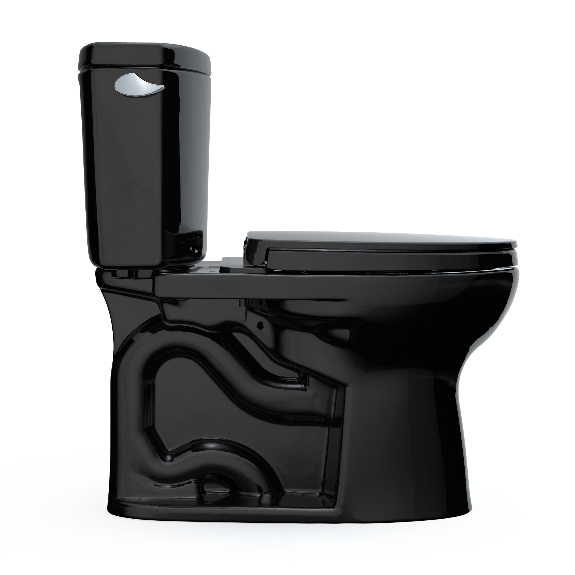 TOTO Drake II Two-Piece Elongated 1.28 GPF Universal Height Toilet with SS124 SoftClose Seat, WASHLET+ Ready, Ebony, Vitreous China|Plastic, MS454124CEF#51