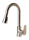 ALFI brand 1.8 GPM Lever Gooseneck Spout Touch Kitchen Faucet, Modern, Gray, Pull Down, Brushed Nickel, ABKF3889-BN