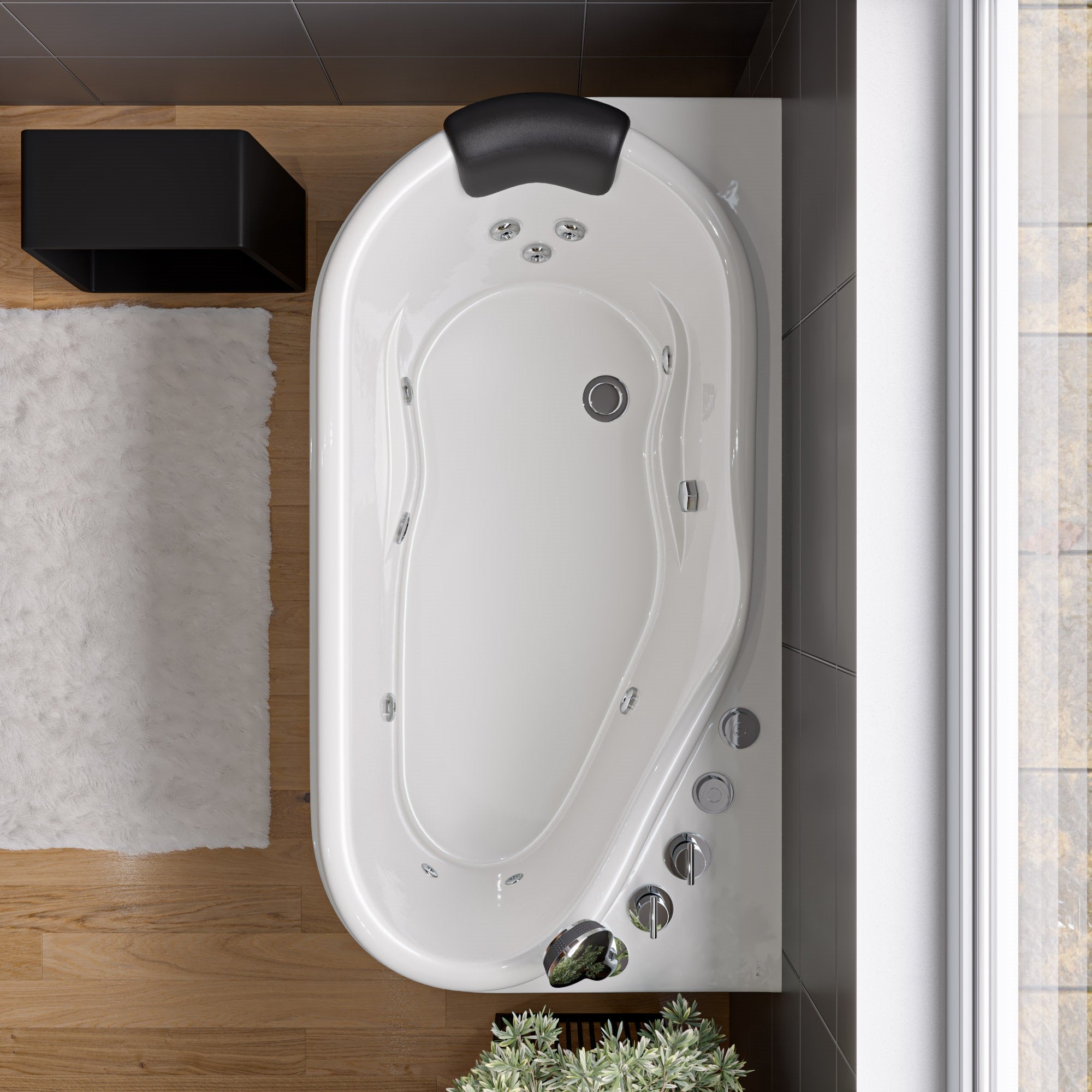 Alternative View of Eago 57" Acrylic Corner Oval Bathtub, White, AM175-R