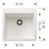 Blanco Liven 21" Dual Mount Silgranit Kitchen Sink, White, 1 Faucet Hole, 443229