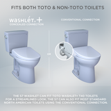 TOTO S7A WASHLET+ Electronic Bidet Toilet Seat, EWATER+ Bowl and Wand Cleaning, Auto Open and Close Classic Lid, Elongated, Cotton White, Plastic, SW4734AT40#01