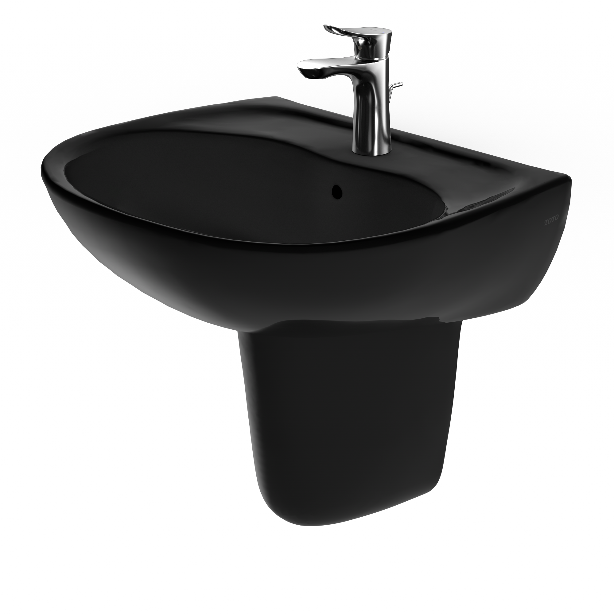 TOTO Supreme Oval Wall-Mount Bathroom Sink and Shroud for Single Hole Faucets, Ebony, Vitreous China, LHT241#51