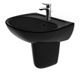 TOTO Supreme Oval Wall-Mount Bathroom Sink and Shroud for Single Hole Faucets, Ebony, Vitreous China, LHT241#51