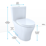 TOTO Aquia IV Two-Piece Elongated Dual Flush 1.28 and 0.9 GPF Universal Height Toilet with CEFIONTECT, WASHLET+ Ready, Cotton White, Vitreous China, MS446124CEMFGN#01