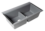 ALFI brand 34" Under Mount Granite Composite Workstation Kitchen Sink with Accessories, 50/50 Double Bowl, Titanium, 1 Faucet Hole, AB3418DBUM-T
