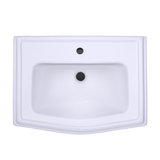 TOTO Clayton Rectangular Pedestal Bathroom Sink for Single Hole Faucets, Cotton White, Vitreous China, LPT780#01