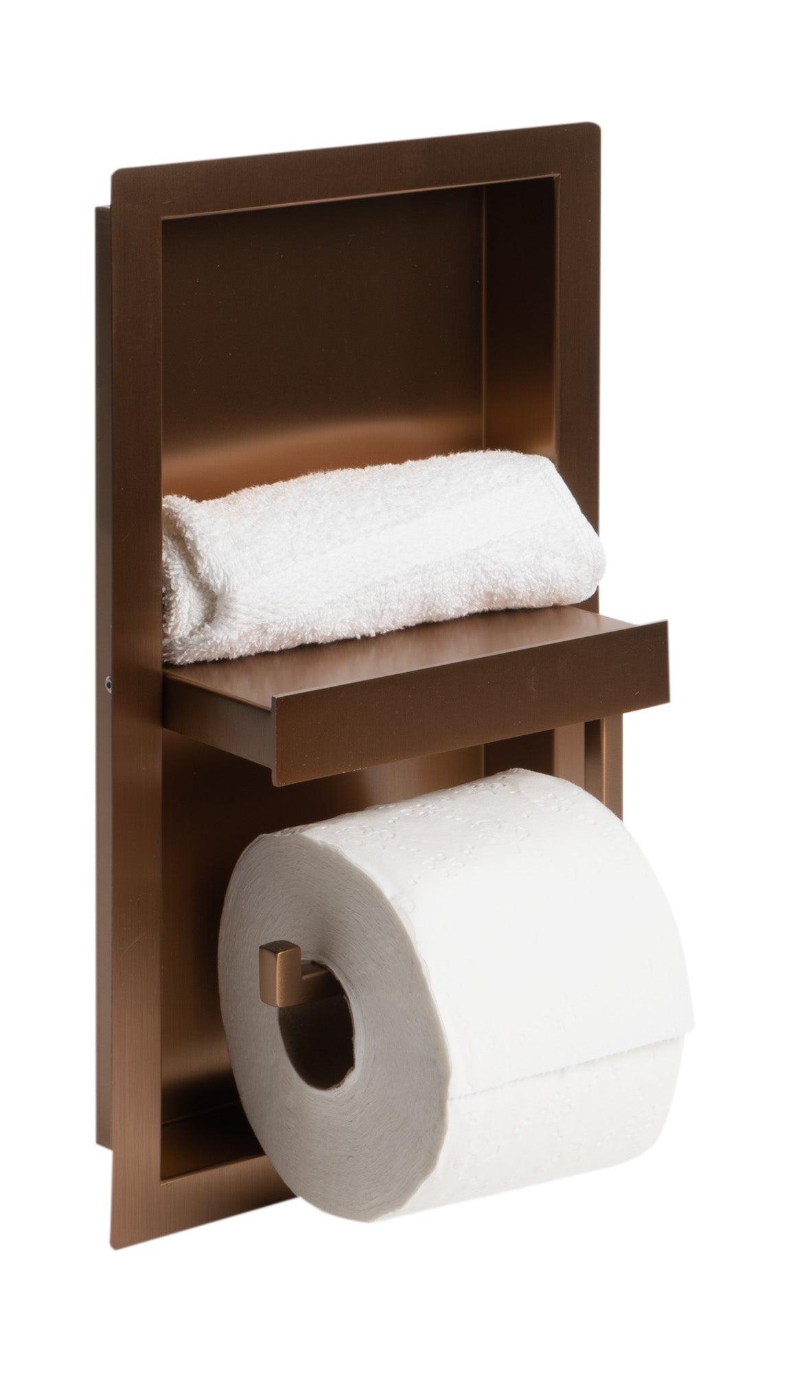 ALFI brand ABTPNP88-BC Brushed Copper PVD Stainless Steel Recessed Toilet Paper Holder Niche, 19 Gauge