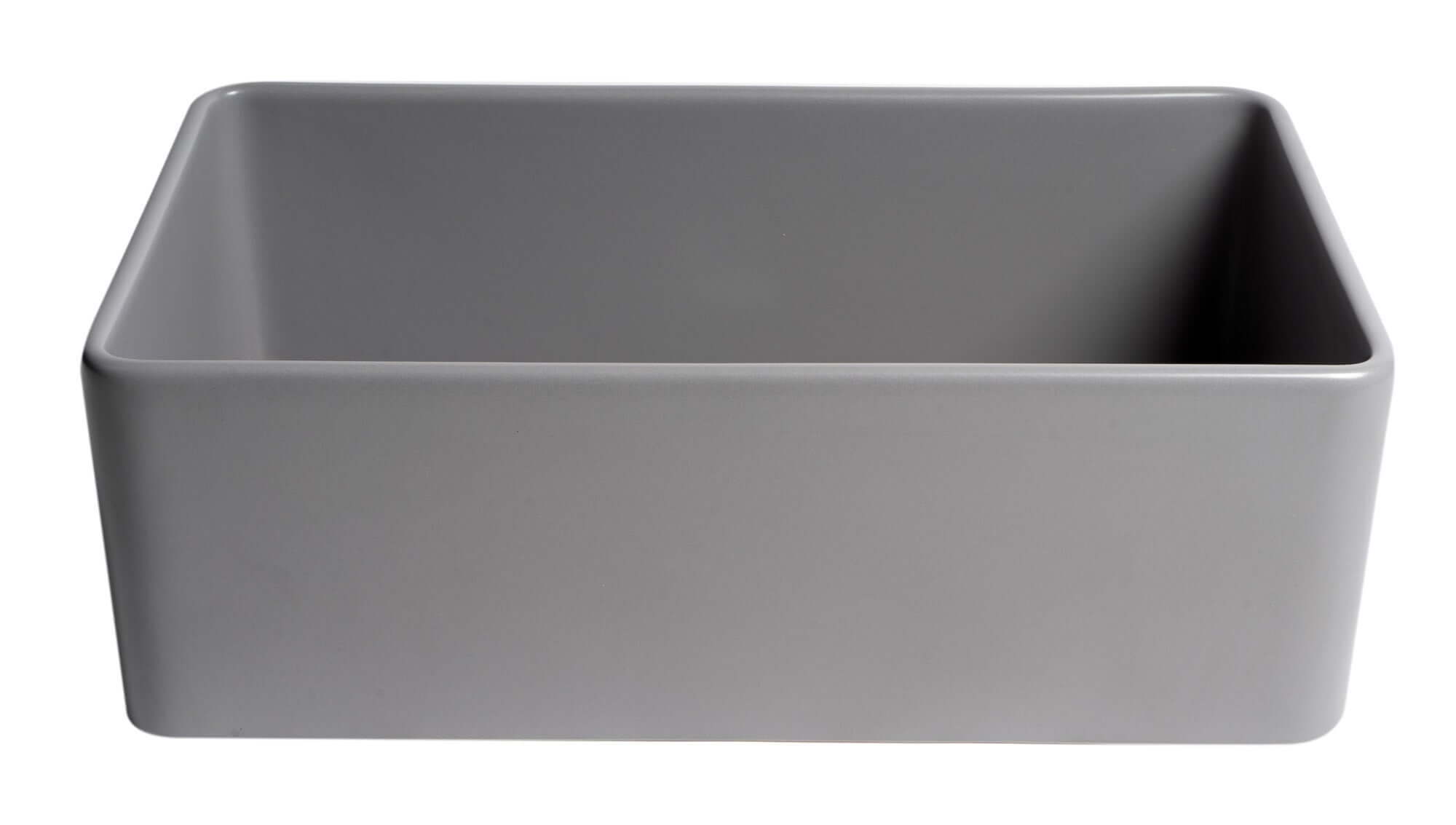 ALFI brand 30" Fireclay Farmhouse Sink, Gray Matte, No Faucet Hole, ABF3018-GM