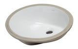 Eago 17.75" x 15" Oval Under Mount Porcelain Bathroom Sink, White, No Faucet Hole, BC224