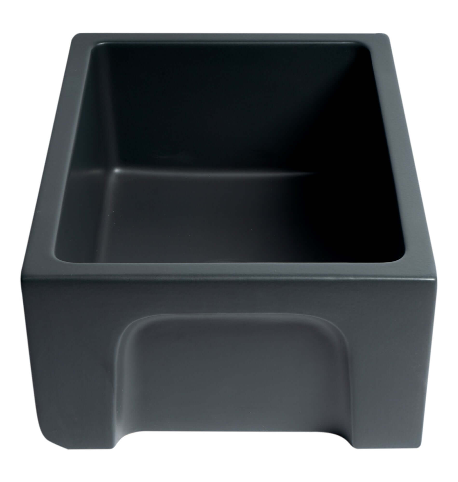 ALFI brand 24" Fireclay Farmhouse Sink, Black Matte, No Faucet Hole, AB2418HS-BM