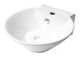 ALFI brand 16.38" x 16.88" Oval Wall Mount Porcelain Bathroom Sink, White, 1 Faucet Hole, ABC113