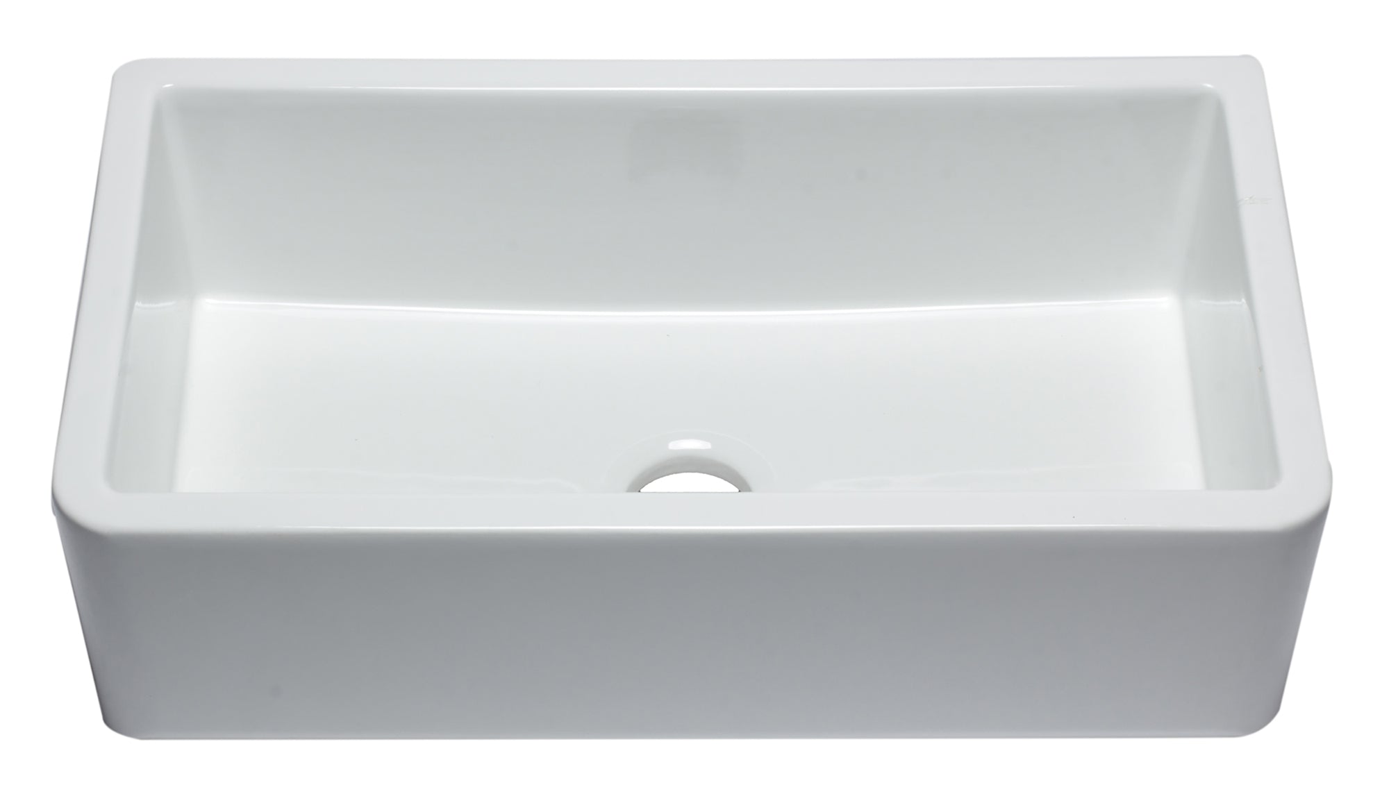 ALFI 33" Single Bowl Thick Wall Fireclay Farmhouse Apron Sink, Reversible, White, AB3318SB-W