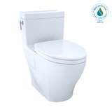 TOTO Aimes WASHLET+ One-Piece Elongated 1.28 GPF Universal Height Skirted Toilet with CEFIONTECT, Bone, Vitreous China, MS626124CEFG#03