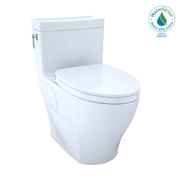 TOTO Aimes WASHLET+ One-Piece Elongated 1.28 GPF Universal Height Skirted Toilet with CEFIONTECT, Bone, Vitreous China, MS626124CEFG#03