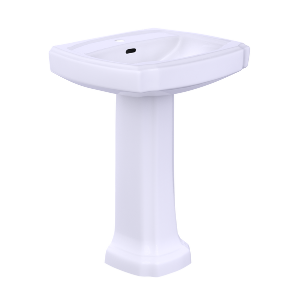 TOTO Guinevere 24-3/8" x 19-7/8" Rectangular Pedestal Bathroom Sink for Single Hole Faucets, Cotton White, Vitreous China, LPT972#01