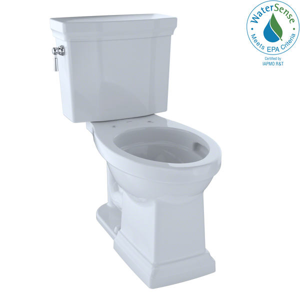 TOTO Promenade II Two-Piece Elongated 1.28 GPF Universal Height Toilet with CEFIONTECT, Cotton White, Vitreous China, CST404CEFG#01