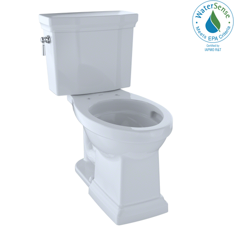 TOTO Promenade II Two-Piece Elongated 1.28 GPF Universal Height Toilet with CEFIONTECT, Cotton White, Vitreous China, CST404CEFG#01