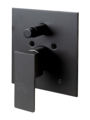 Alternate Image for ALFI brand AB5601-BM Black Matte Shower Valve with Square Lever Handle and Diverter, Brass