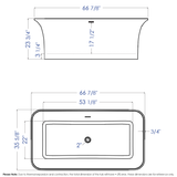 ALFI brand 67" Solid Surface Smooth Resin Free Standing Rectangle Soaking Bathtub, White Matte, AB9942