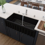 ALFI brand 36" Fireclay Farmhouse Sink, Black Matte, No Faucet Hole, AB3618HS-BM