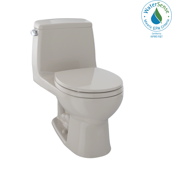 TOTO Eco UltraMax One-Piece Round Bowl 1.28 GPF Toilet, Bone, Vitreous China, MS853113E#03