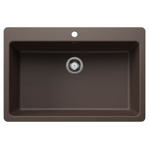 Alternate Image for Blanco Liven 33" Dual Mount Silgranit Kitchen Sink, Cafe, 1 Faucet Hole, 443199