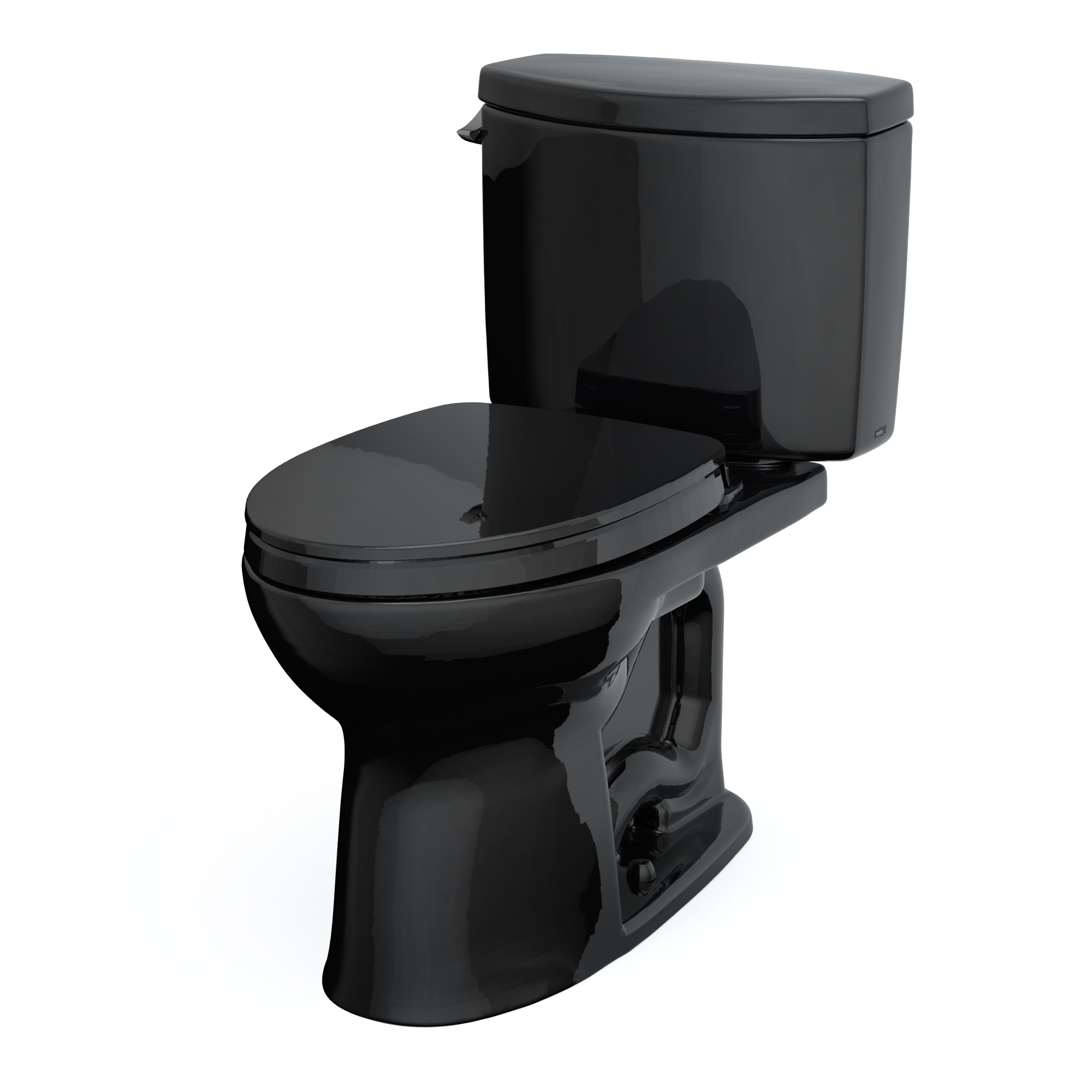 TOTO Drake II Two-Piece Elongated 1.28 GPF Universal Height Toilet with SS124 SoftClose Seat, WASHLET+ Ready, Ebony, Vitreous China|Plastic, MS454124CEF#51