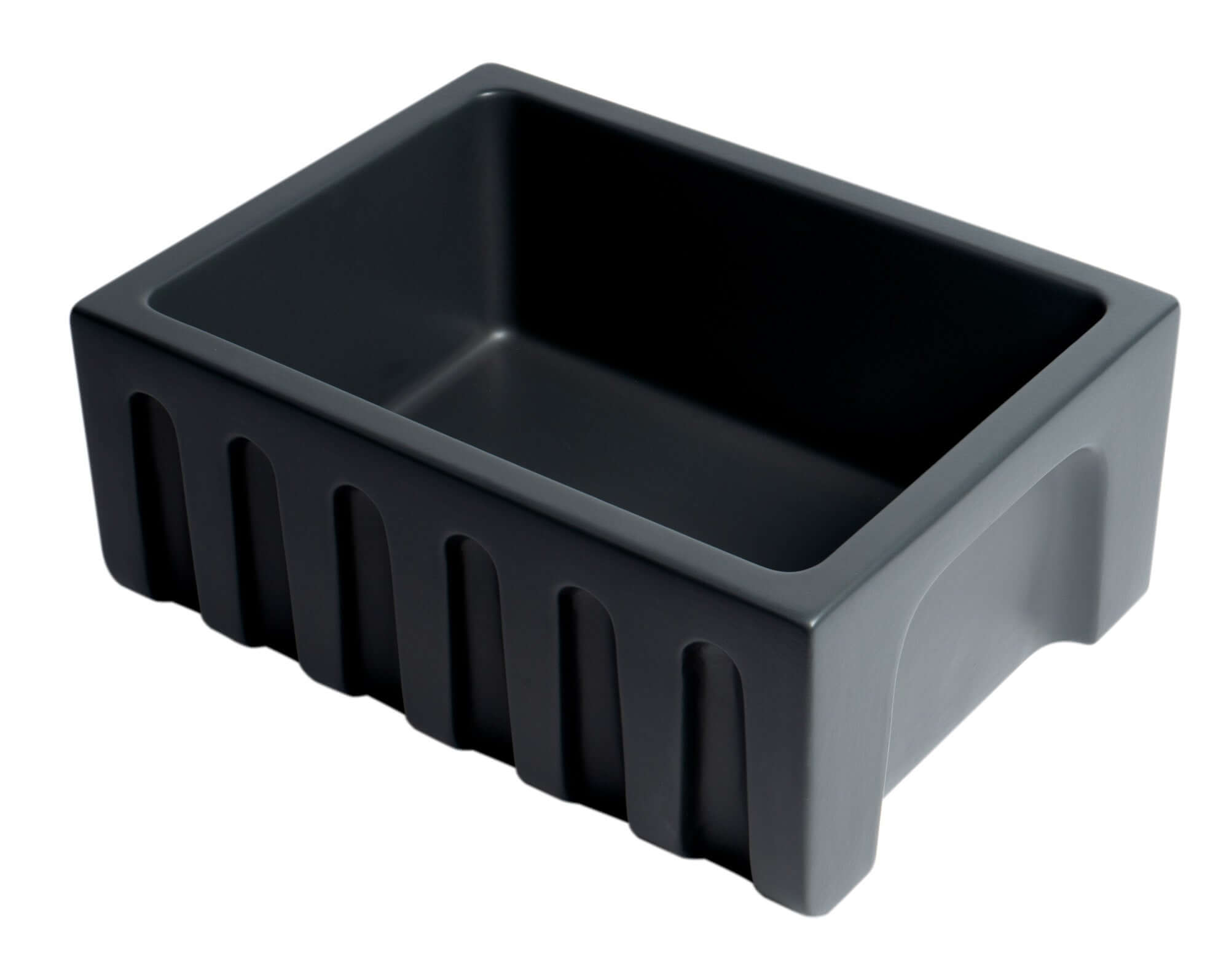 ALFI brand 24" Fireclay Farmhouse Sink, Black Matte, No Faucet Hole, AB2418HS-BM