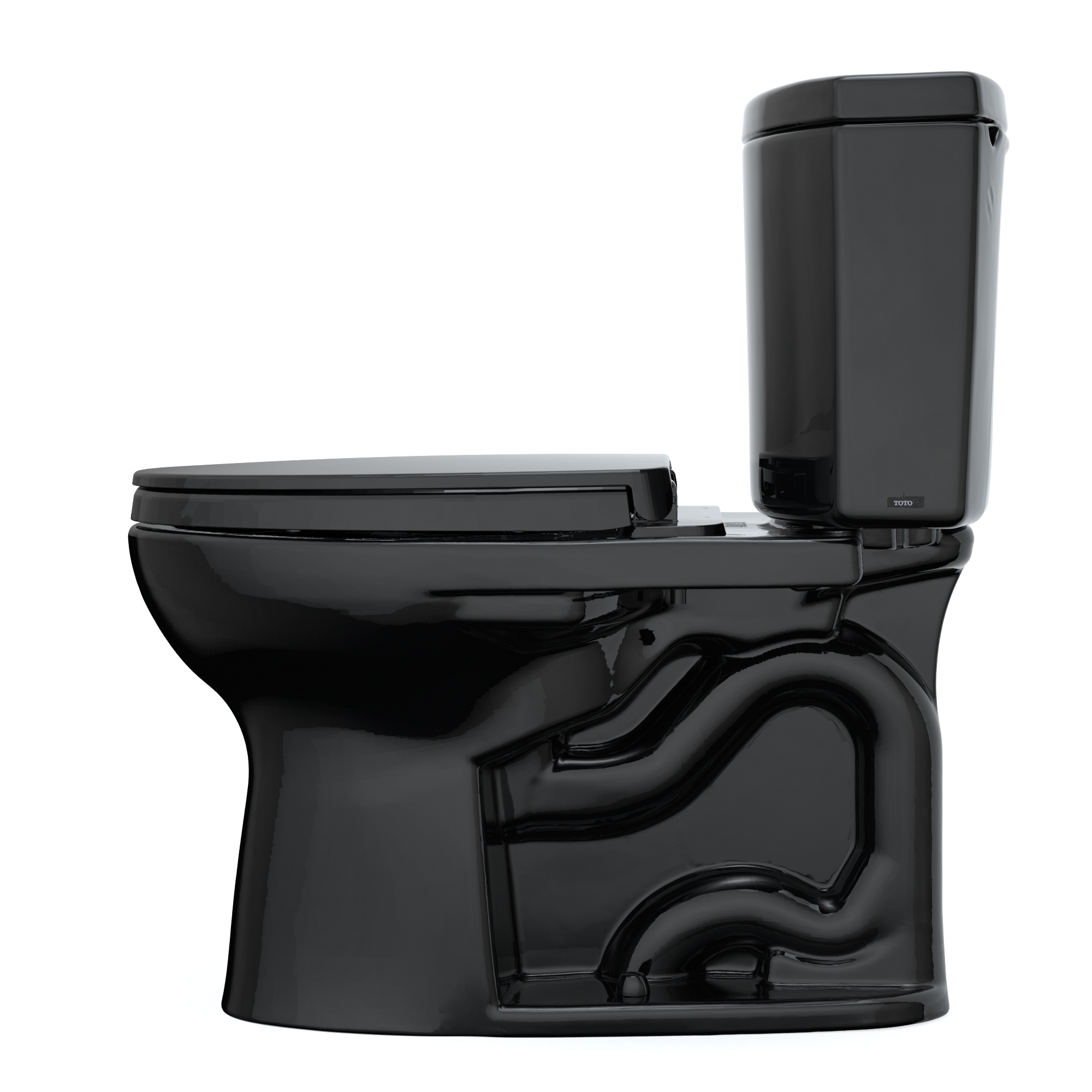 TOTO Drake II Two-Piece Elongated 1.28 GPF Universal Height Toilet with SS124 SoftClose Seat, WASHLET+ Ready, Ebony, Vitreous China|Plastic, MS454124CEF#51