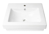 ALFI brand 23.63" x 20.13" Rectangle Drop In Porcelain Bathroom Sink, White, 1 Faucet Hole, ABC701